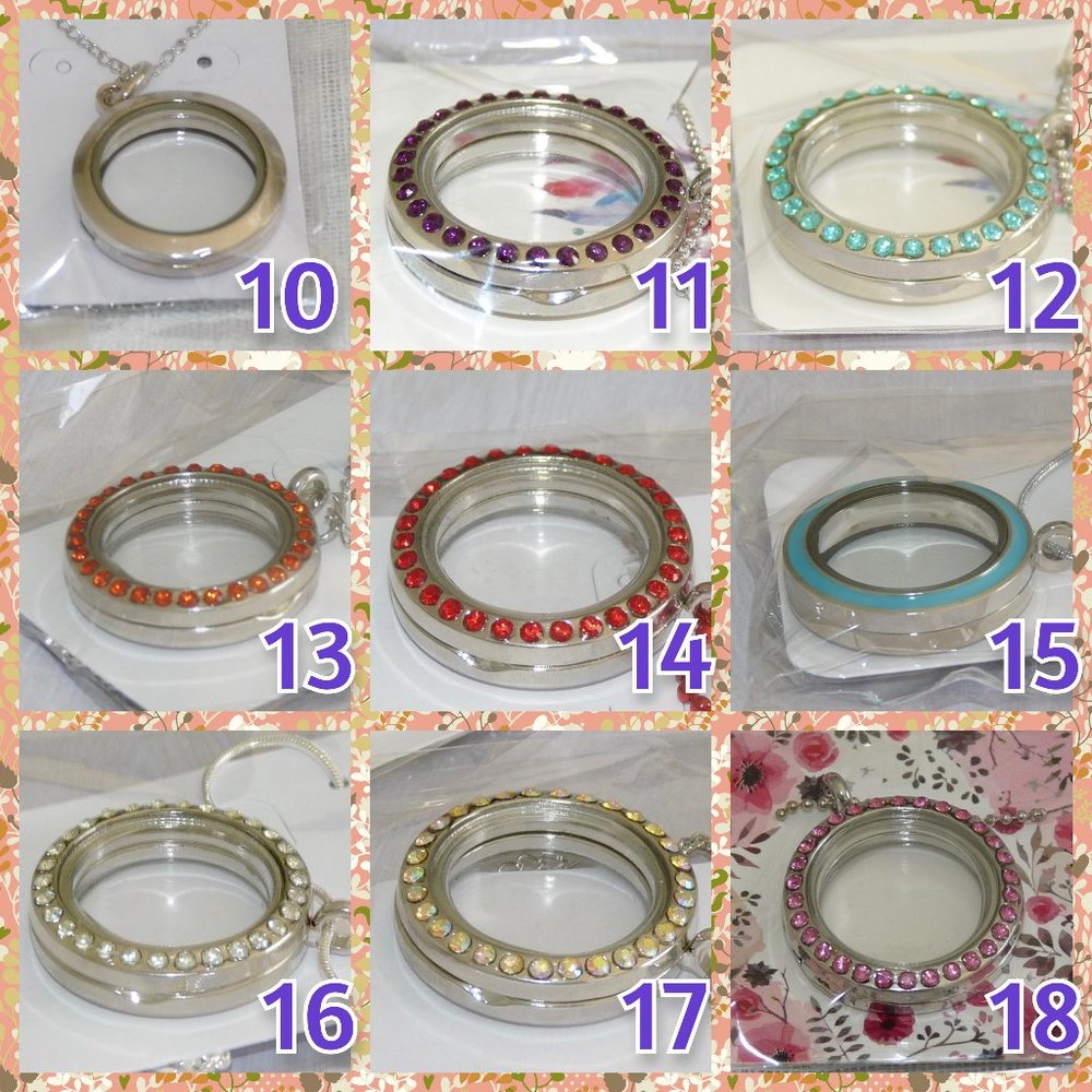 FL *U Choose* Floating Memory Lockets Necklaces Pendants Circle Round w/charms